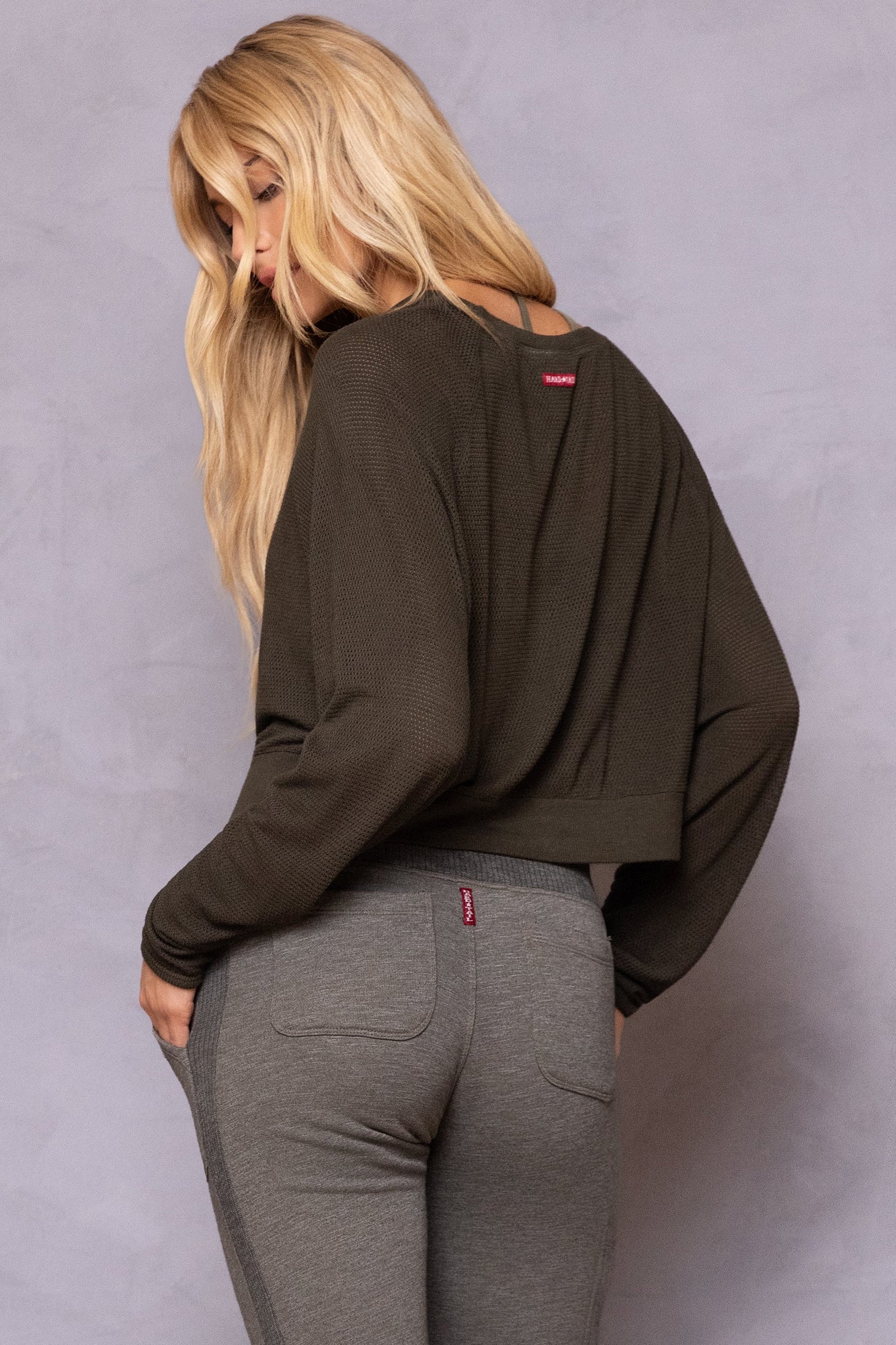 Women | Slouchy Mesh Pullover | Olive