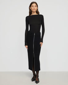 Renee | Sutton Front-Zip Sweater Skirt in Size Extra Small