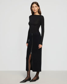 Renee | Sutton Front-Zip Sweater Skirt in Size Extra Small