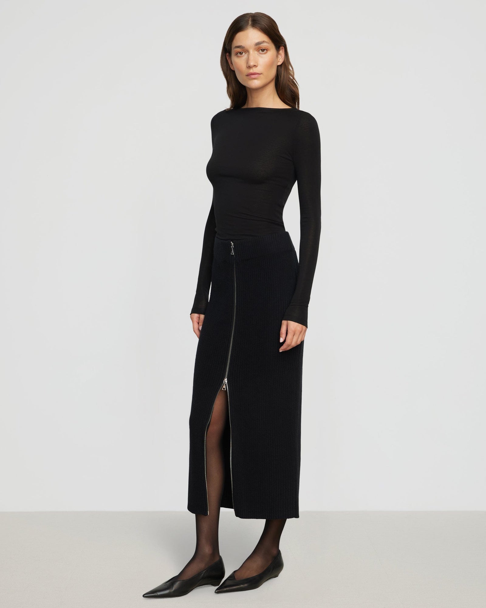Renee | Sutton Front-Zip Sweater Skirt in Size Extra Small