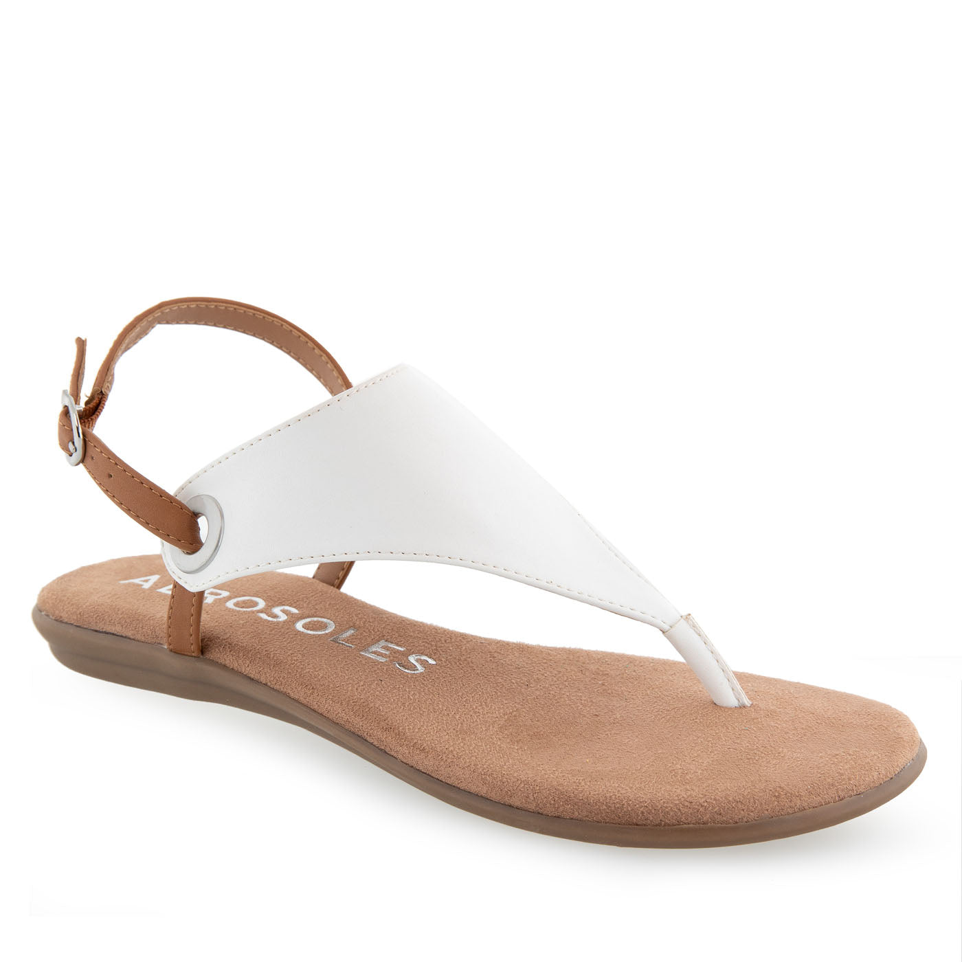 Conclusion Sandal Flat | White Faux Calf
