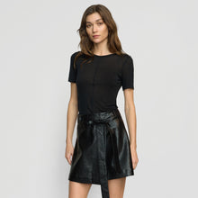 Thea Semi-Sheer Tencel Crew-Neck Tee | Black