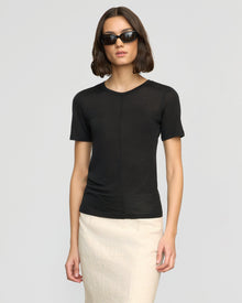 Olivia | Semi-Sheer Tencel Crew-Neck Tee in Size Small 