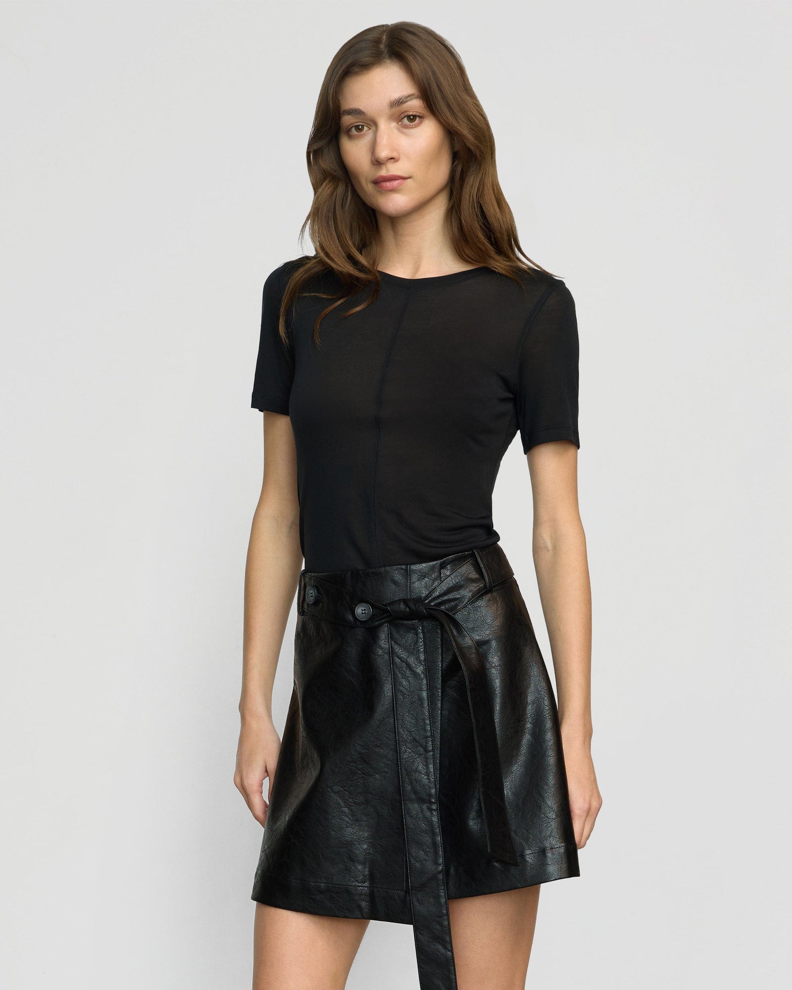 Renee | Semi-Sheer Tencel Crew-Neck Tee in Size Small 