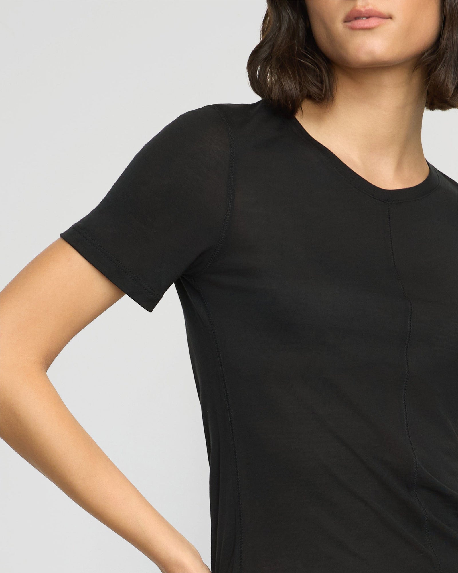 Olivia | Semi-Sheer Tencel Crew-Neck Tee in Size Small 