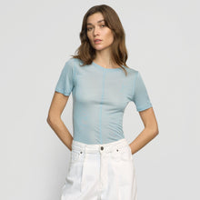 Thea Semi-Sheer Tencel Crew-Neck Tee | Sky Blue