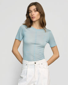 Renee | Thea Semi-Sheer Tencel Crew-Neck Tee in Size Small 