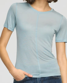 Olivia | Thea Semi-Sheer Tencel Crew-Neck Tee in Size Small 