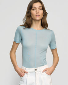 Renee | Thea Semi-Sheer Tencel Crew-Neck Tee in Size Small 