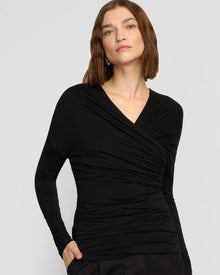 Helena | Theresa Ruched Off-Shoulder Long-Sleeve Tee in size Small