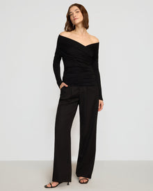 Helena | Theresa Ruched Off-Shoulder Long-Sleeve Tee in size Small