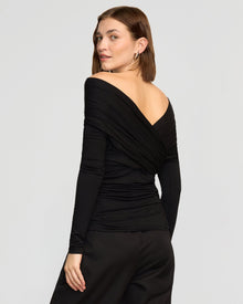 Helena | Theresa Ruched Off-Shoulder Long-Sleeve Tee in size Small