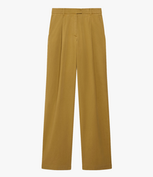 Another Tomorrow Cotton Relaxed Wide Leg Pant in Thyme – Cotton Women's Trousers