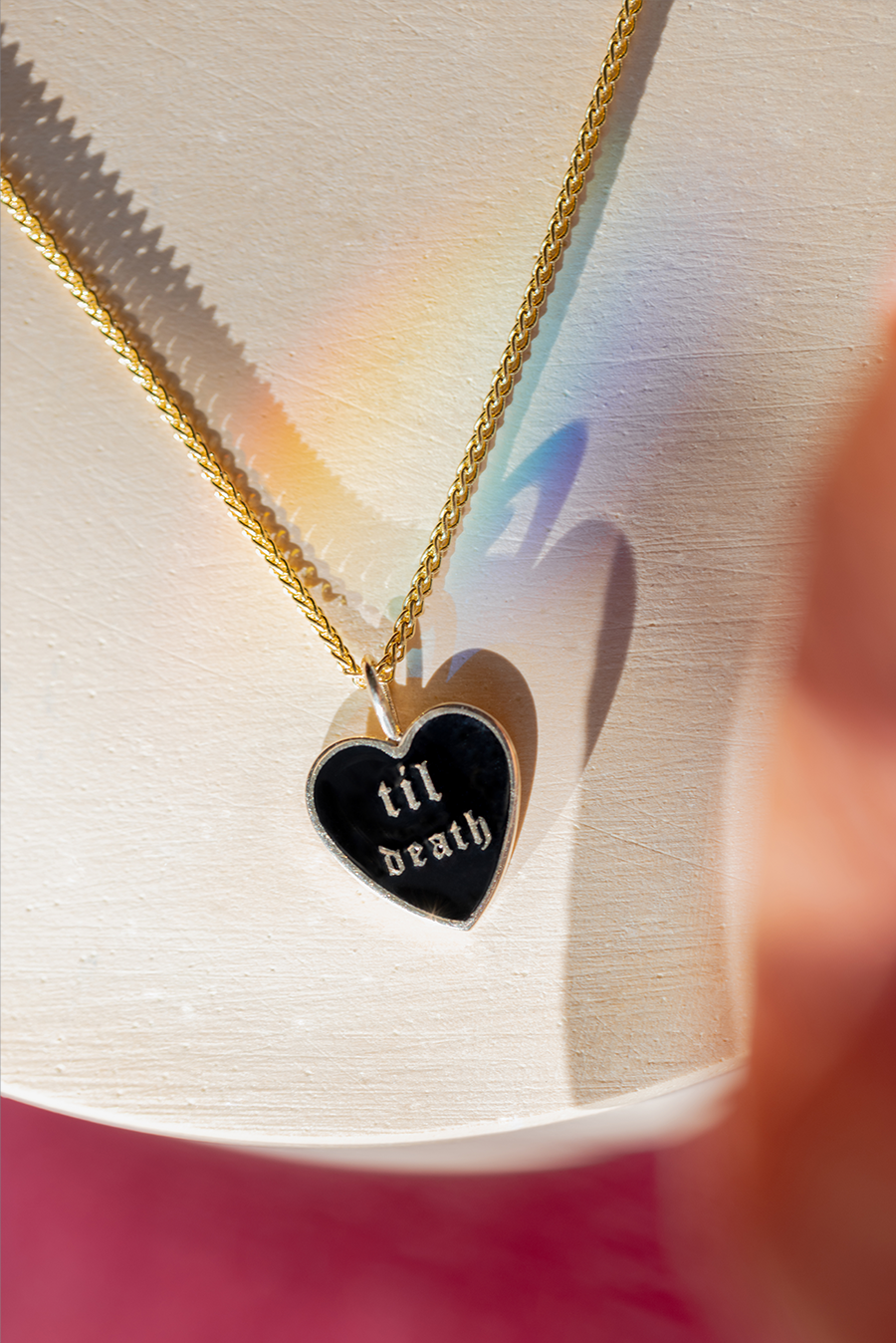 Women | Til Death Enamel Pendant | 14k Rose Gold