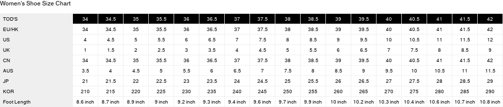 Product size guide