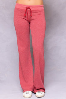 Women | Striated Wide Leg Drawstring Sweatpant | Crimson