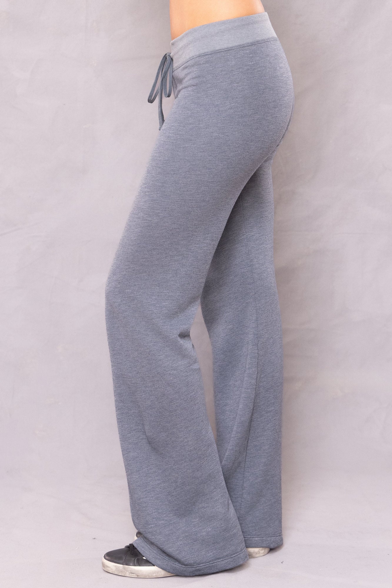 Women | Striated Wide Leg Drawstring Sweatpant | Glass