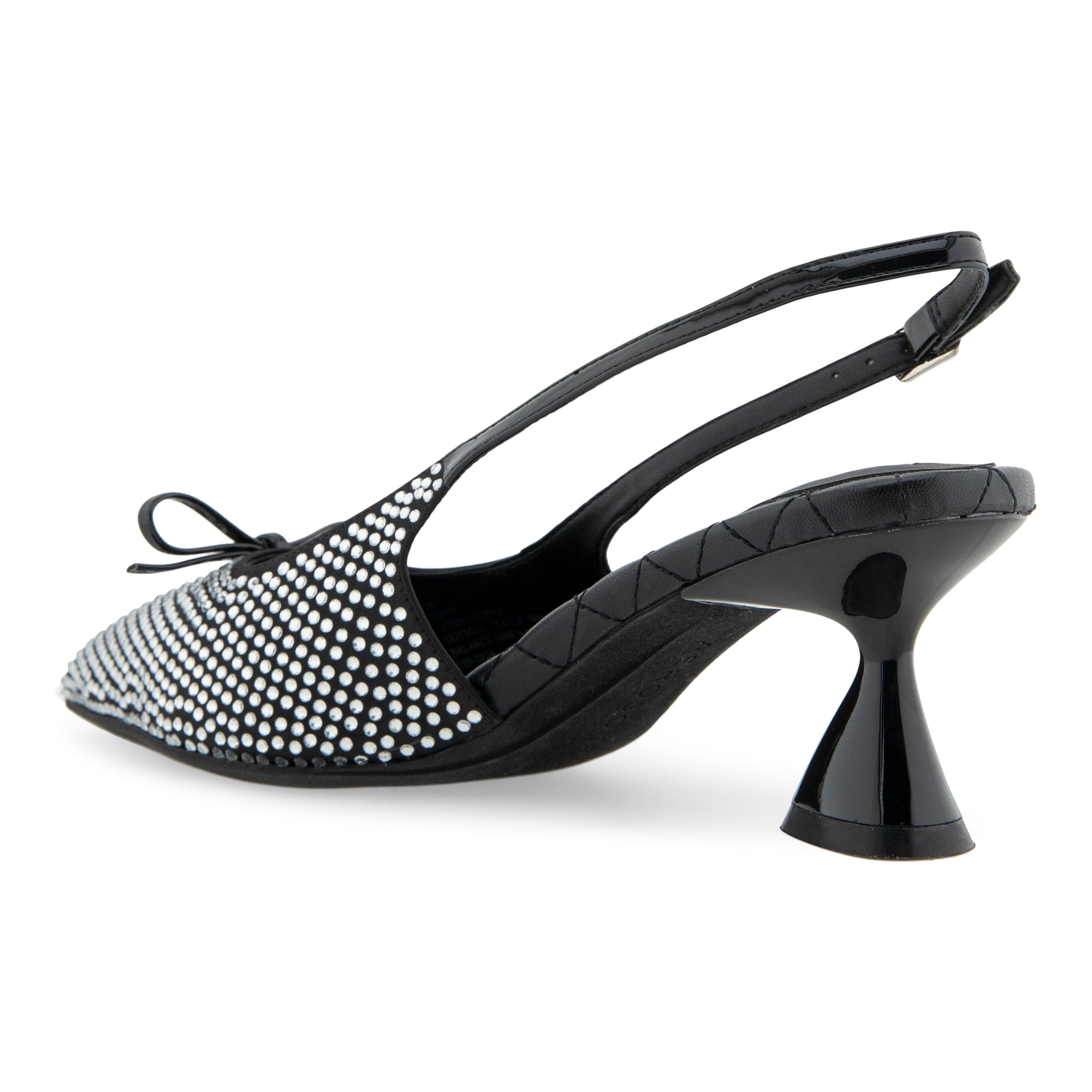 Janice Dress Slingback | Black Satin Satin