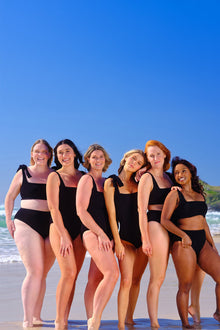 UNE PIECE-Crinkle Cut High-Waisted Bikini Bottom BLACK