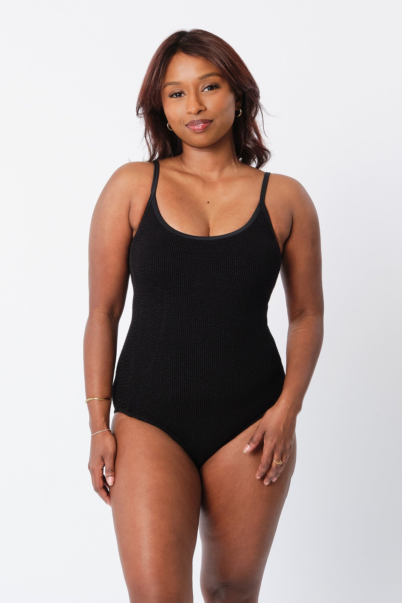 UNE PIECE-Crinkle Cut Scoop Maillot One Piece BLACK