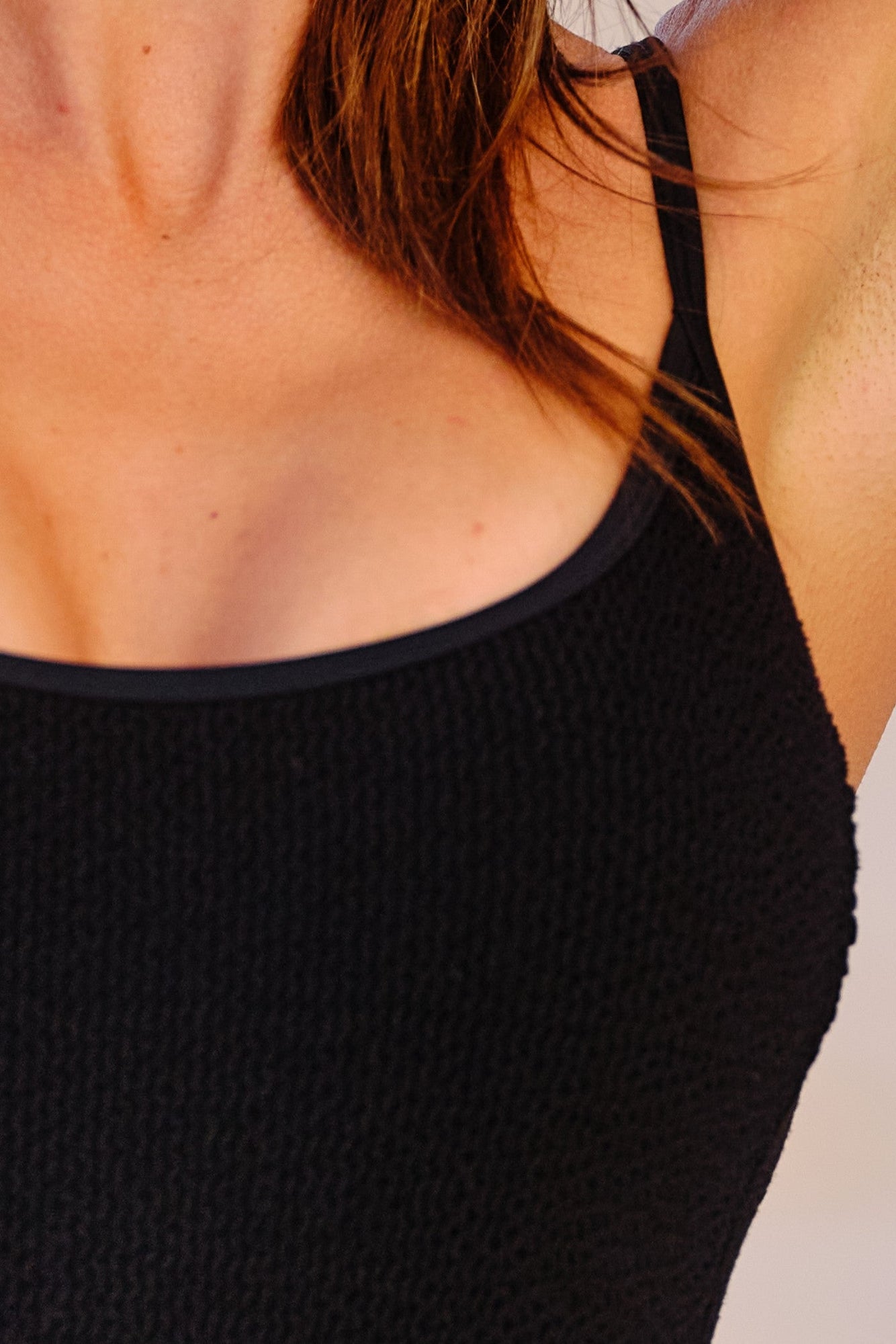 UNE PIECE-Crinkle Cut Scoop Maillot One Piece BLACK