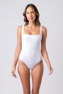 UNE PIECE-Crinkle Cut Square Neck One Piece WHITE