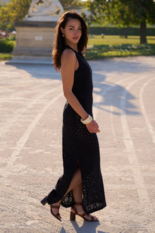 UNE PIECE-Crochet Dress BLACK
