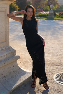 UNE PIECE-Crochet Dress BLACK