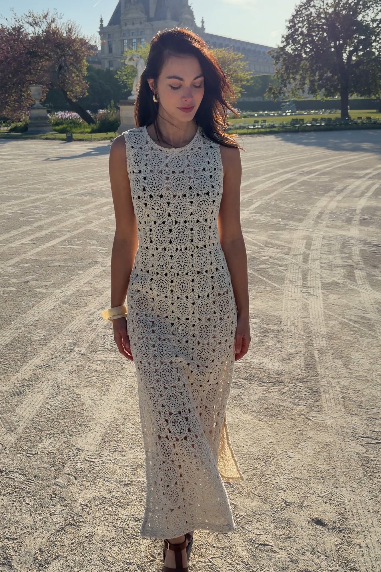 UNE PIECE-Crochet Dress OATMEAL