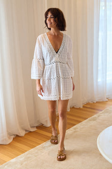 UNE PIECE-Embroidered Kaftan Dress WHITE