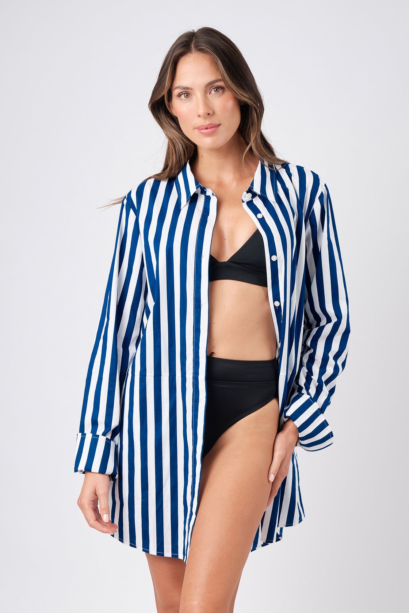 UNE PIECE-High-Cut High-Waisted Bikini Bottom BLACK