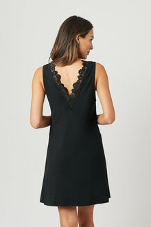 UNE PIECE-Lace Trim V-Neck Nightie BLACK
