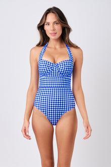 UNE PIECE-Original Bustier Balconette One Piece COBALT BLUE GINGHAM
