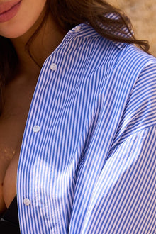 UNE PIECE-Striped Relaxed Button Up Shirt LIGHT BLUE & WHITE
