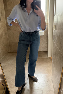 UNE PIECE-Striped Relaxed Button Up Shirt LIGHT BLUE & WHITE
