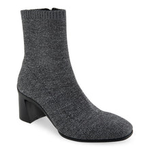 Cezarina Bootie Mid Block Heel | Gunmetal Knit Knit