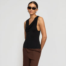 Valerie Cowl-Neck Racerback Knit Top | Black