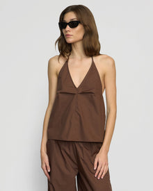 Renee | Vesna Organic Cotton Halter V-Neck Top in Size Small