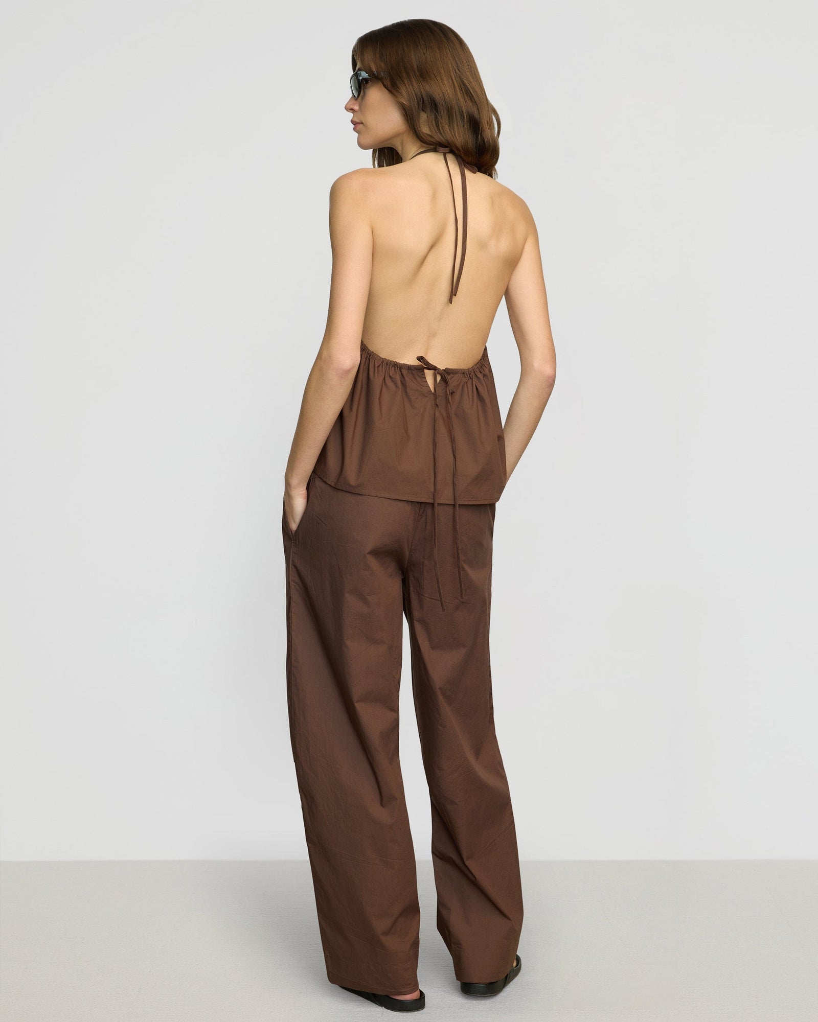 Renee | Vesna Organic Cotton Halter V-Neck Top in Size Small