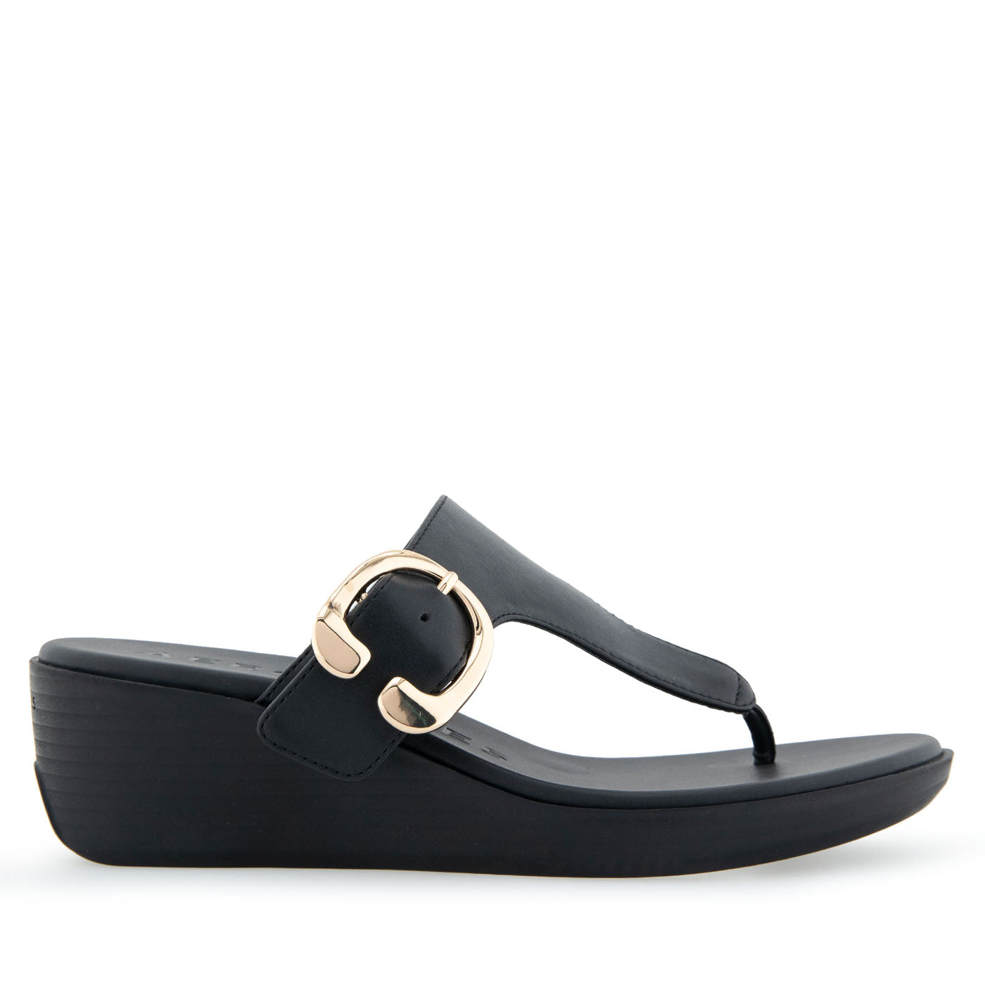 Izola Sandal Wedge | Black Faux Calf
