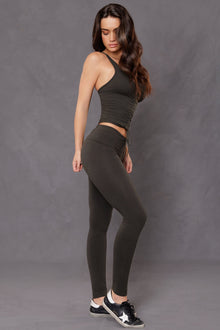 Women | Contour Rolldown Ankle Legging | Charcoal/Olive