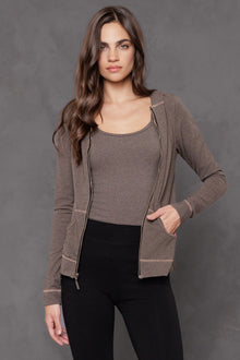 Women | Runner's Zip-Up Fitted Hoodie | Charcoal/Woodsmoke