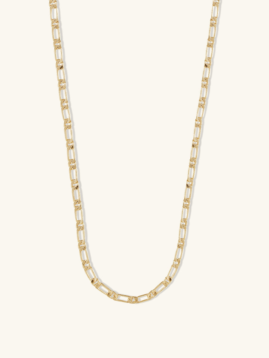 Figaro Chain Necklace | 14K Gold Plated Brass