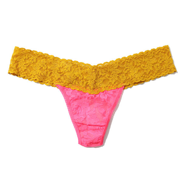 Signature Lace Low Rise Thong | Tropical Punch/Topaz