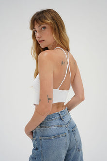 LNA Emmy Double Layered Ribbed Top in White