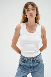 LNA Deep U Ribbed Tank in White