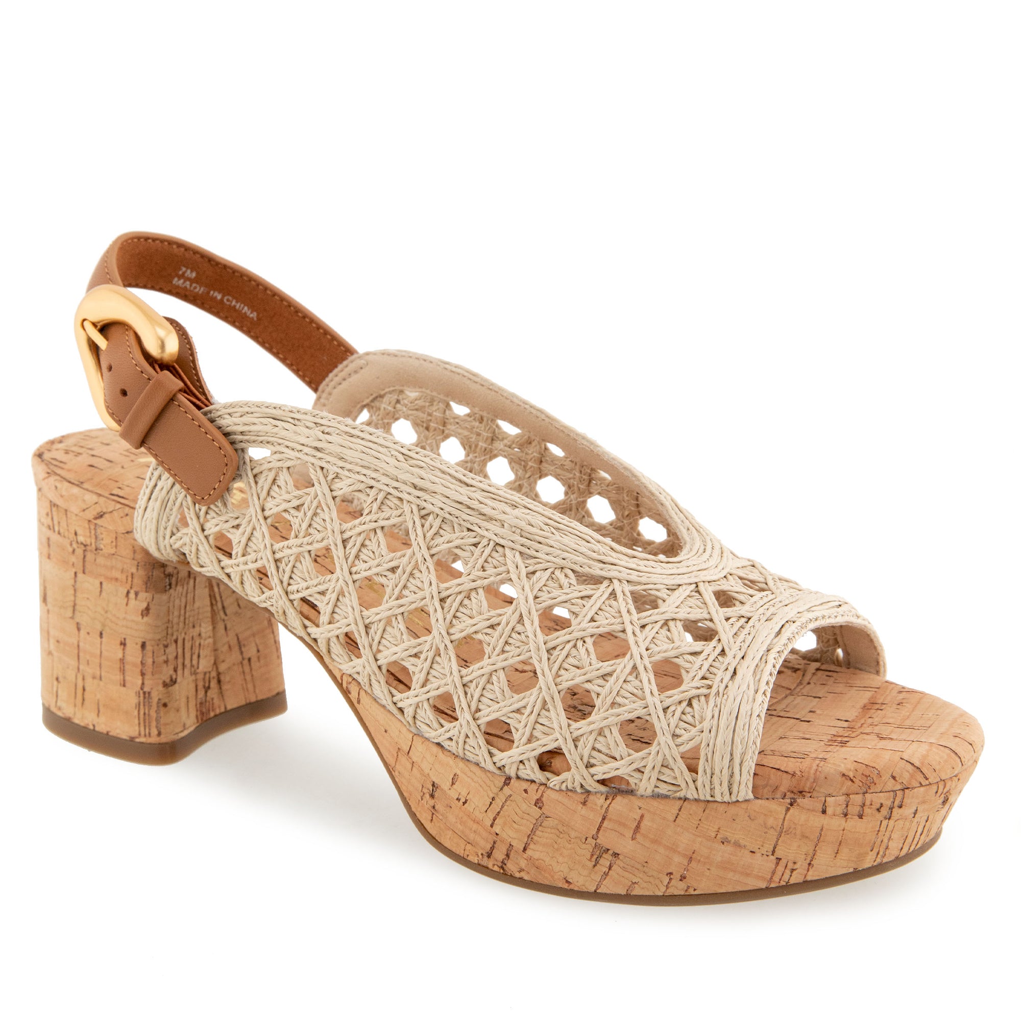 Cornelia Sandal Platform | Natural Embroidered Raffia