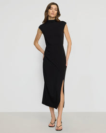 Renee | Yimei Mock-Neck Side-Slit Dress in Size Small