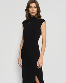 Renee | Yimei Mock-Neck Side-Slit Dress in Size Small