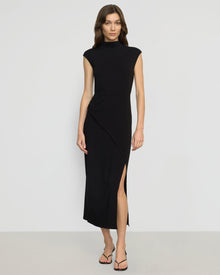 Renee | Yimei Mock-Neck Side-Slit Dress in Size Small